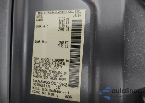 2016 Nissan Maxima 3.5 S from USA, damaged, VIN 1N4AA6AP0GC901982